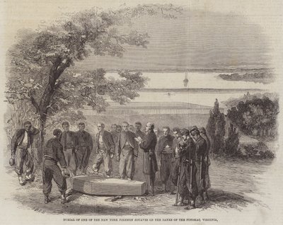 Begrafenis van een van de New Yorkse Brandweermannen Zouaven aan de Oever van de Potomac, Virginia door Frederick John Skill
